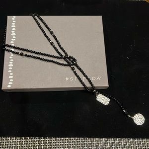 Silpada Sterling, silver, glass bead, and black, onyx, lariat necklace